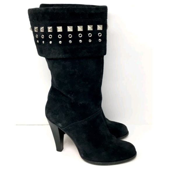 Michael Kors Boots Black Suede Mid Calf 6M - Picture 2 of 8